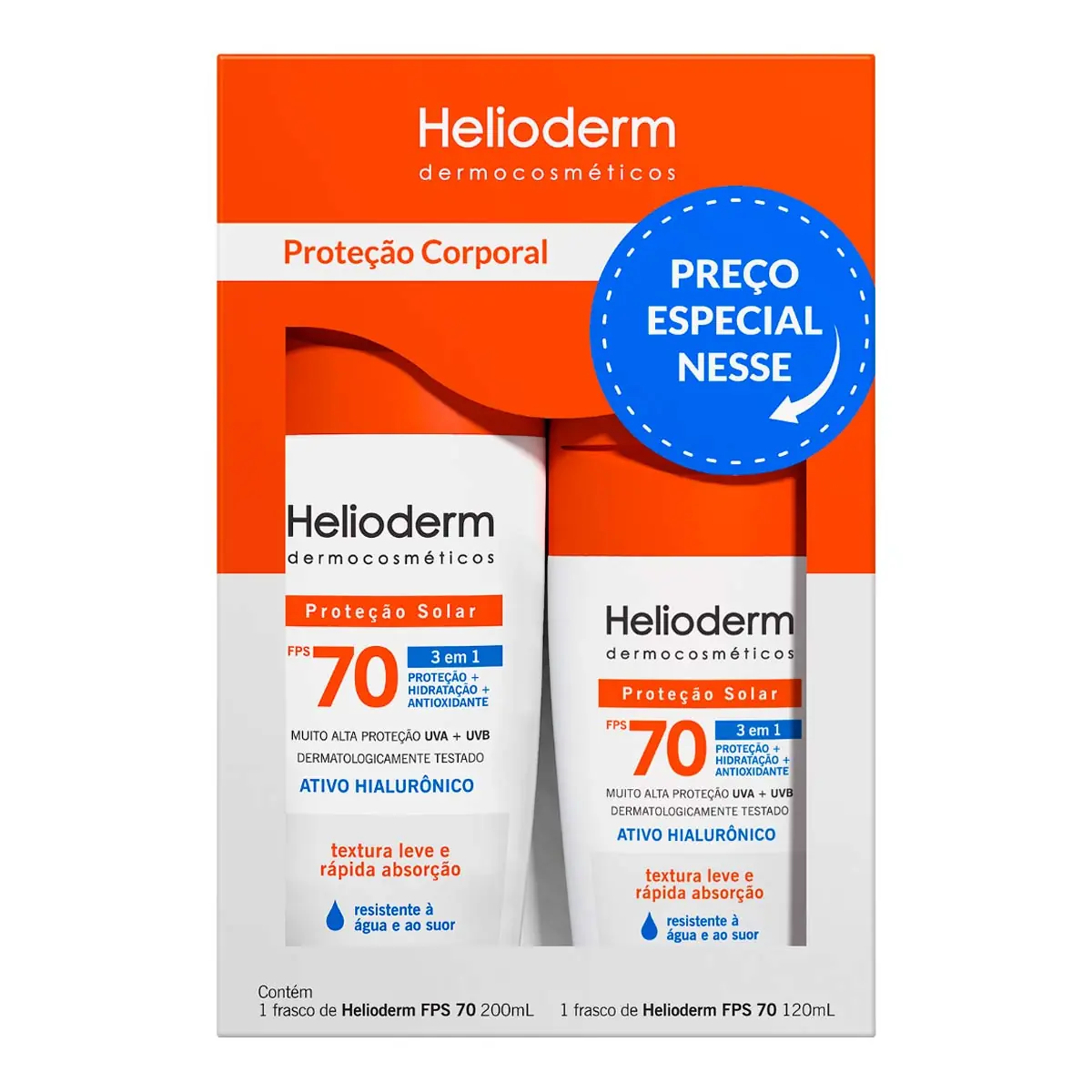 Helioderm Kit Corpo 200ml 120ml Fps