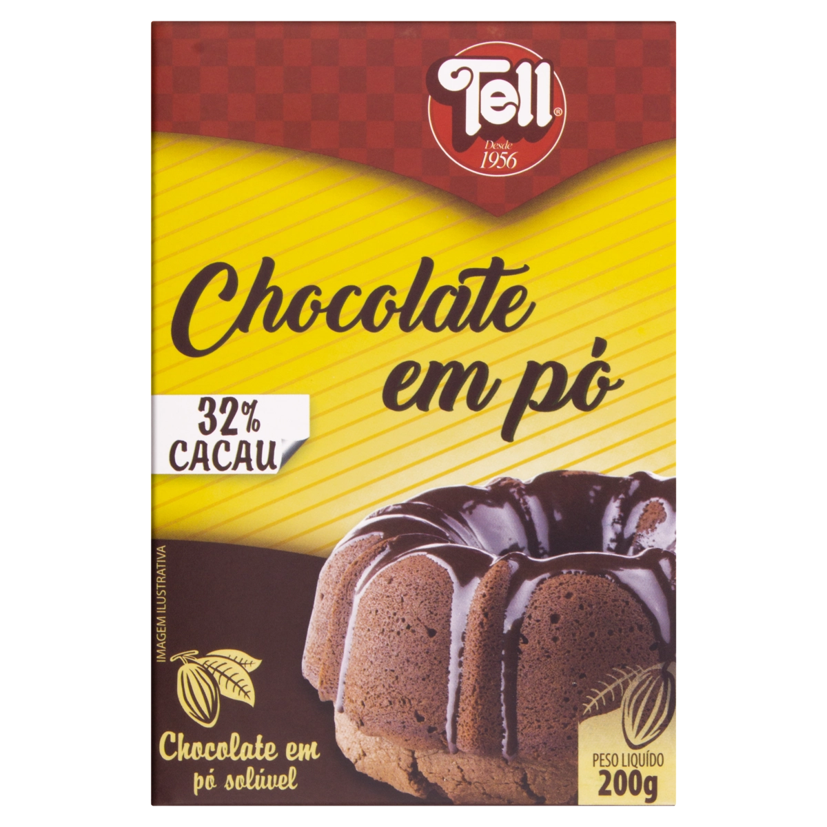 Chocolate Pó Solúvel 32 Cacau Tell Caixa 200g