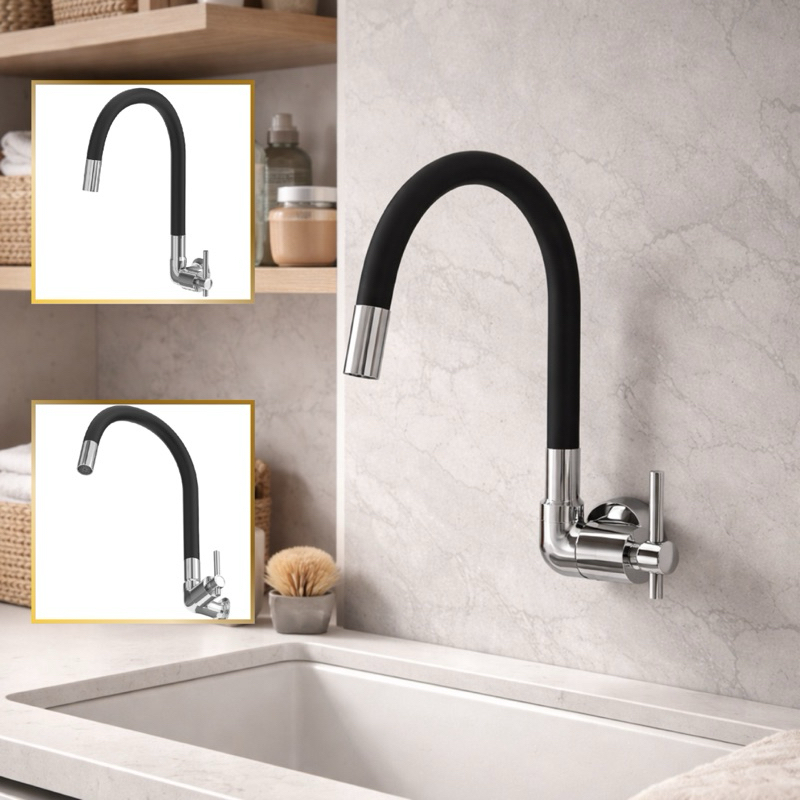 Torneira Flexível De Parede Luxo Cozinha Ou Lavanderia