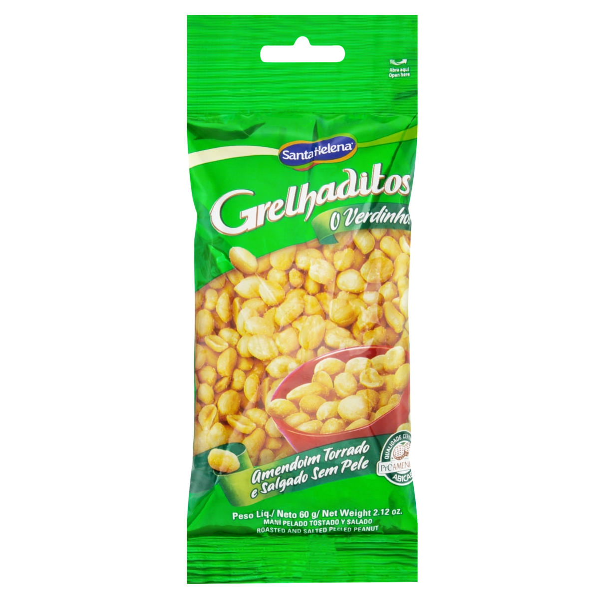 Amendoim Torrado Salgado Sem Pele Grelhaditos Pacote 60g