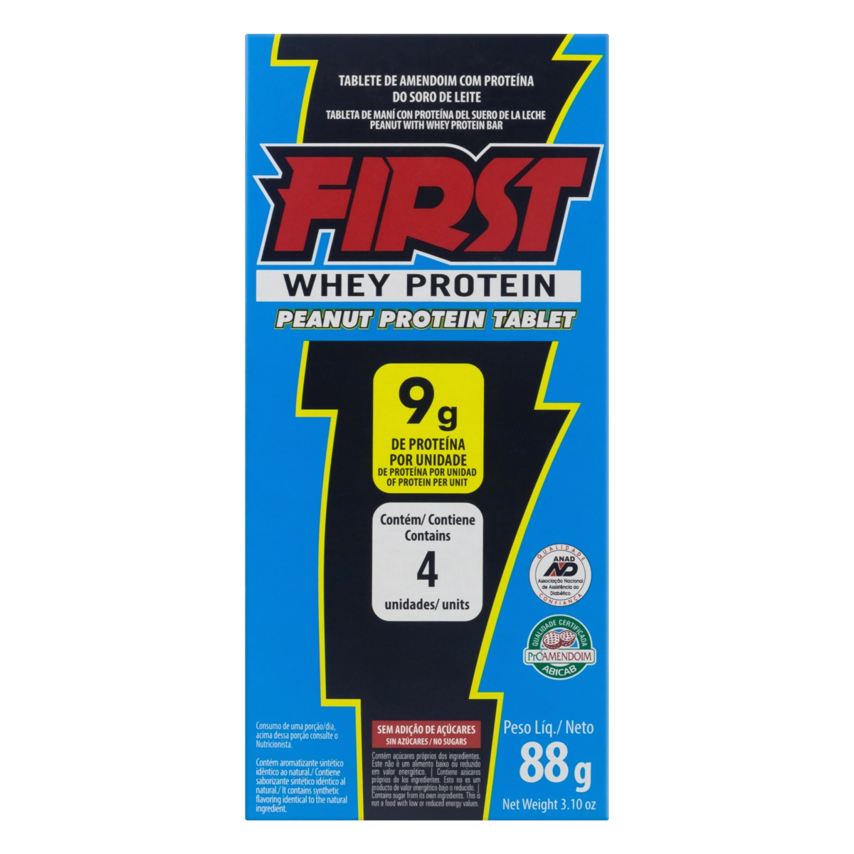 Pack Doce De Amendoim Tablete Com Whey Protein First Caixa 88g
