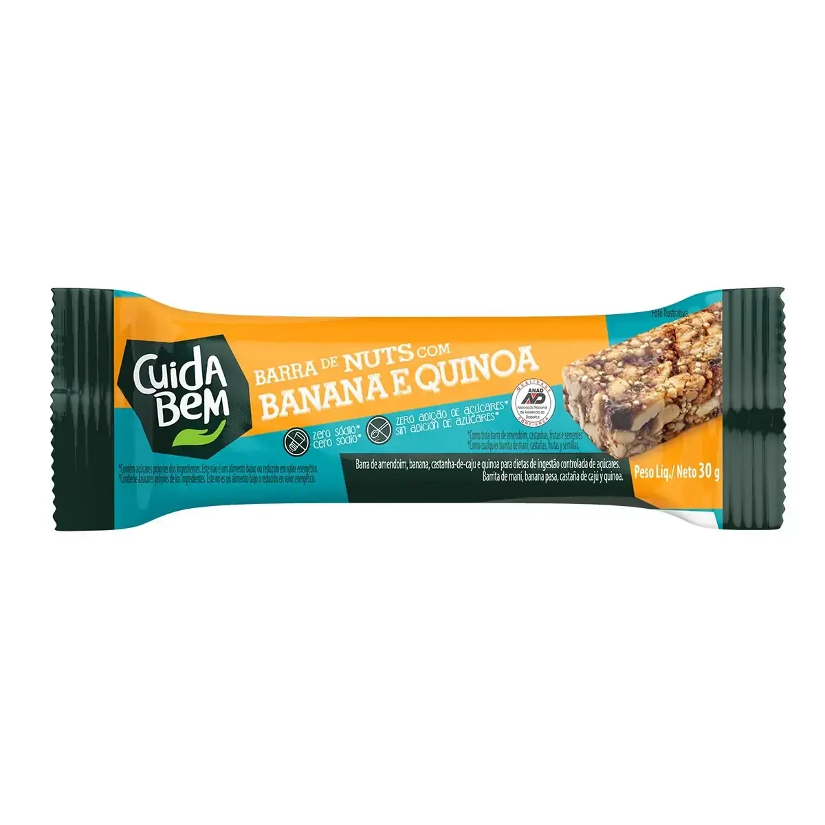 Barra De Nuts C/ Banana Quinoa 30g Cuida Bem