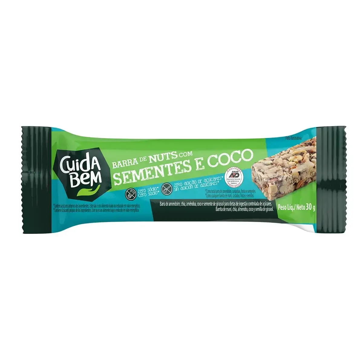 Barra De Nuts Sementes E Coco 30g Cuida Bem