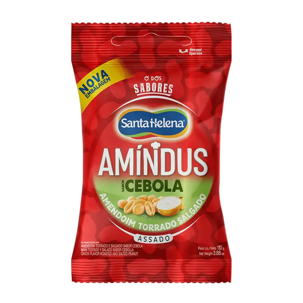 Amendoim Torrado Salgado Cebola Amíndus Pacote 110g