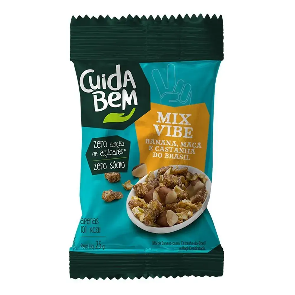 Mix Vibe Banana Maça E Castanha Do Brasil 25g Cuida Bem