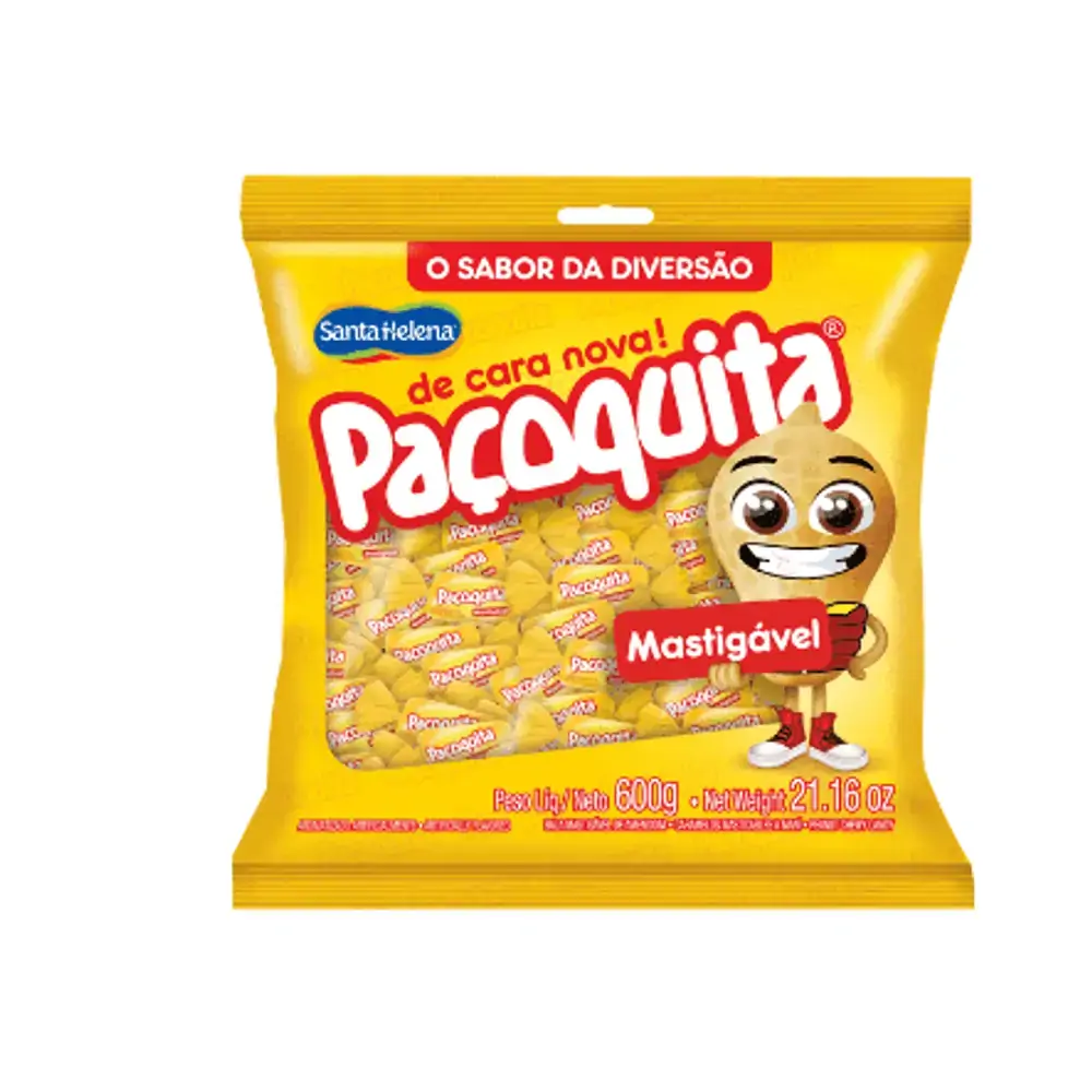 Bala Mastigável de Amendoin Paçoquita Santa Helena Pacote 600g