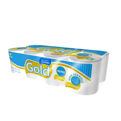 Papel Higiênico Carinho Gold Folha Simples Neutro 12unidade X 60mt