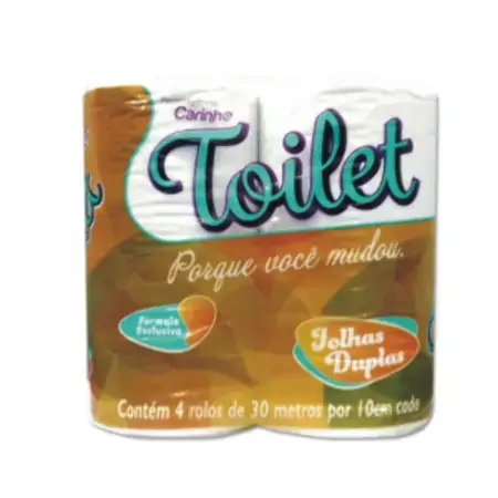 Papel Higiênico Carinho Toilet Folha Dupla 4 Rolos Copapa
