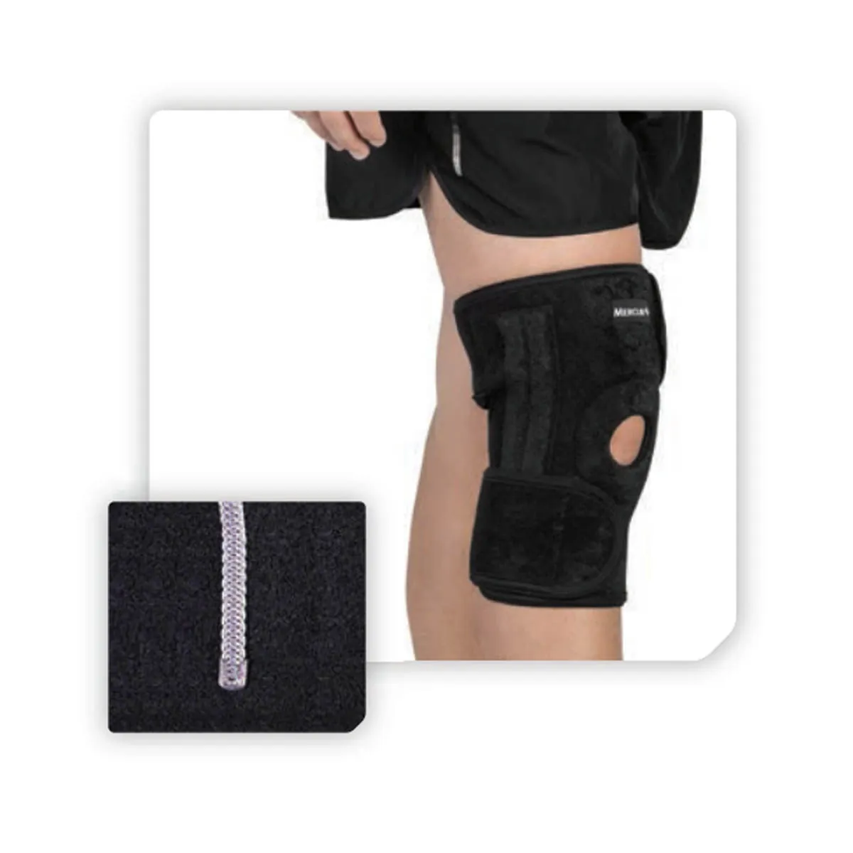 Suporte Para Joelho Mercur Body Care Linha Pro C/ Dobradiças Metálicas Preto Contém 1 Unidade