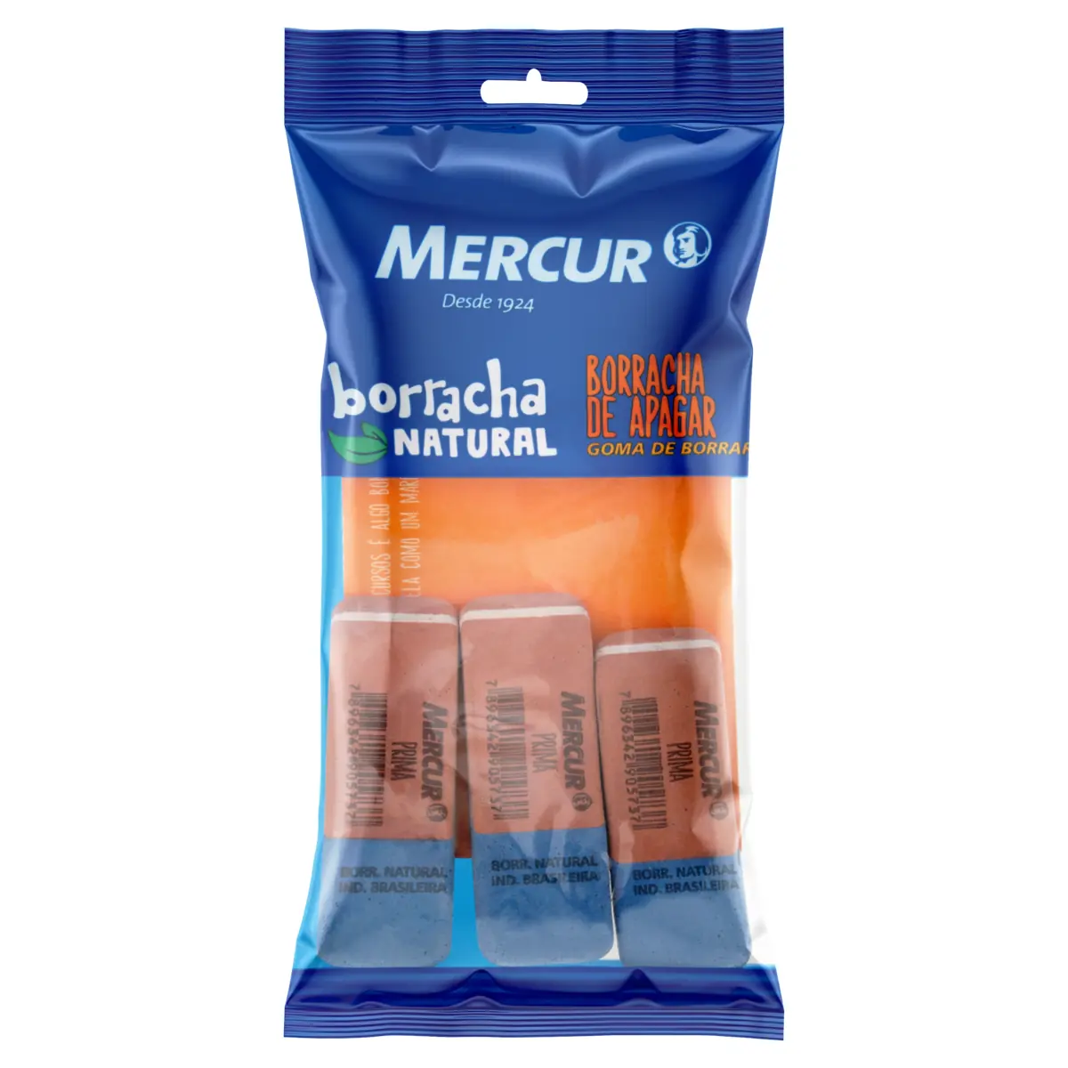 Borracha Pull Pack C/3 Verm/azul Mercur