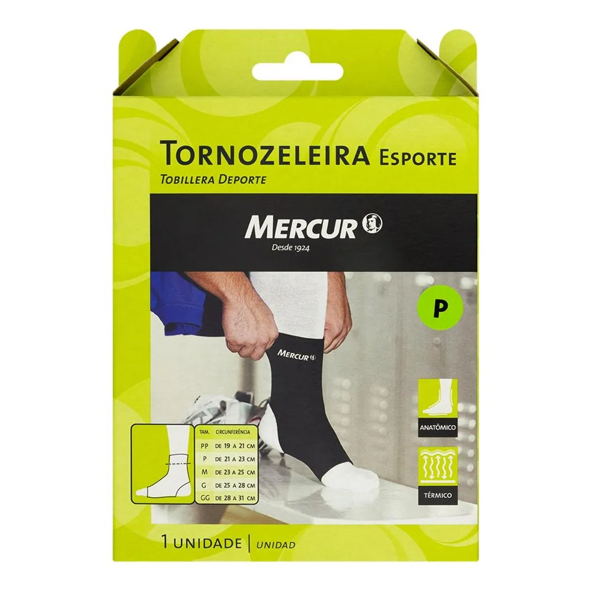 Tornozeleira Neoprene Sport Mercur 2mm - P - preta
