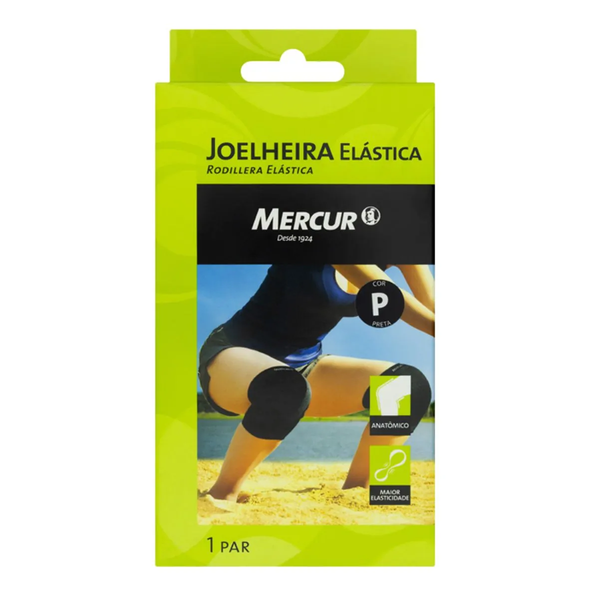 Joelheira Elástica Preta Mercur P 1 Par