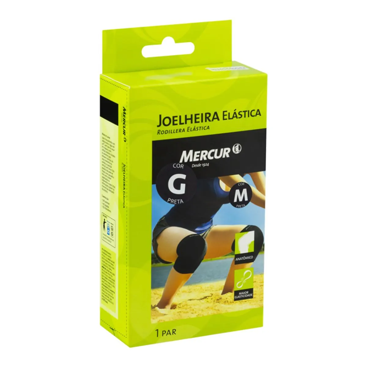 Mercur Joelheira Esporte Cor Preta Tamanho G com 1 Unidade