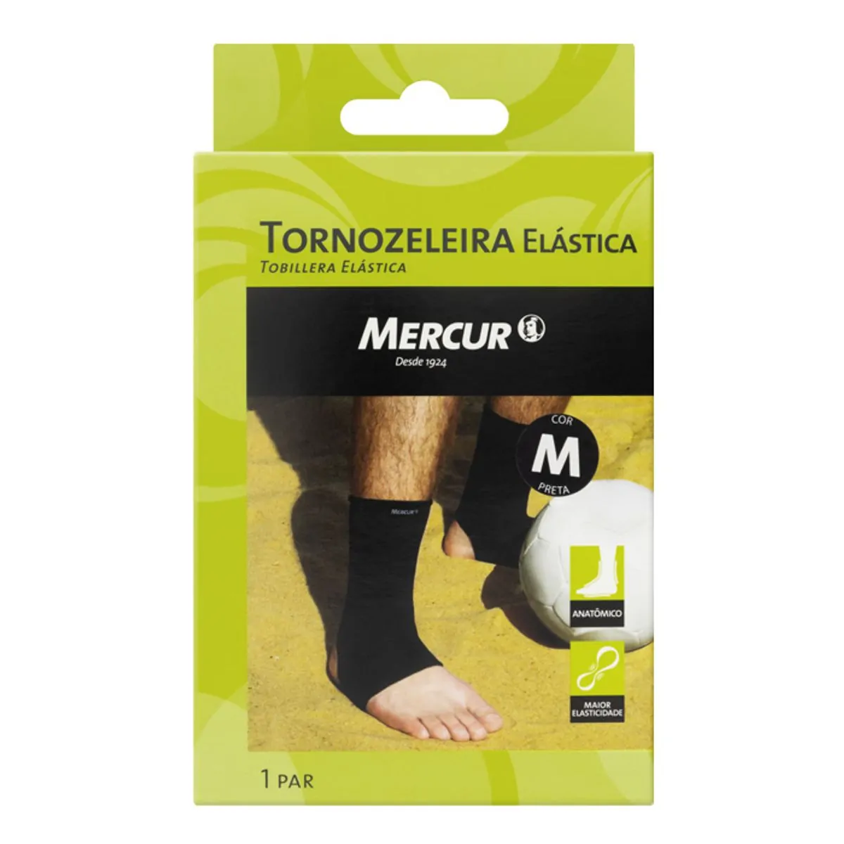 Tornozeleira Elástica Preta Mercur Tamanho Médio