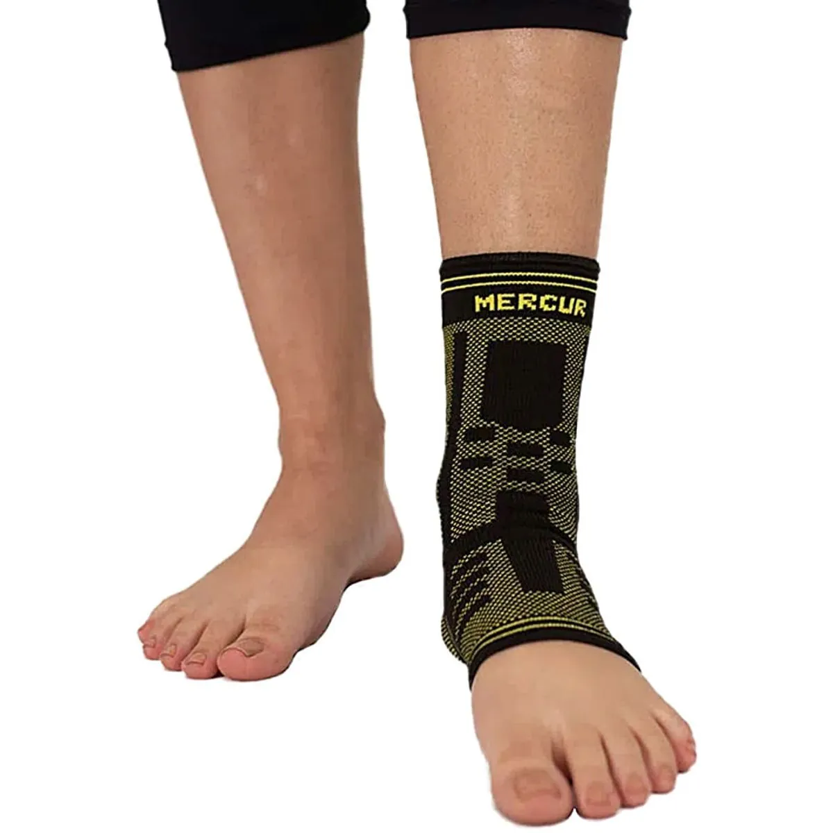 Tornozeleira de Compressão Elástica Mercur - Preto com Verde - Tam P/M