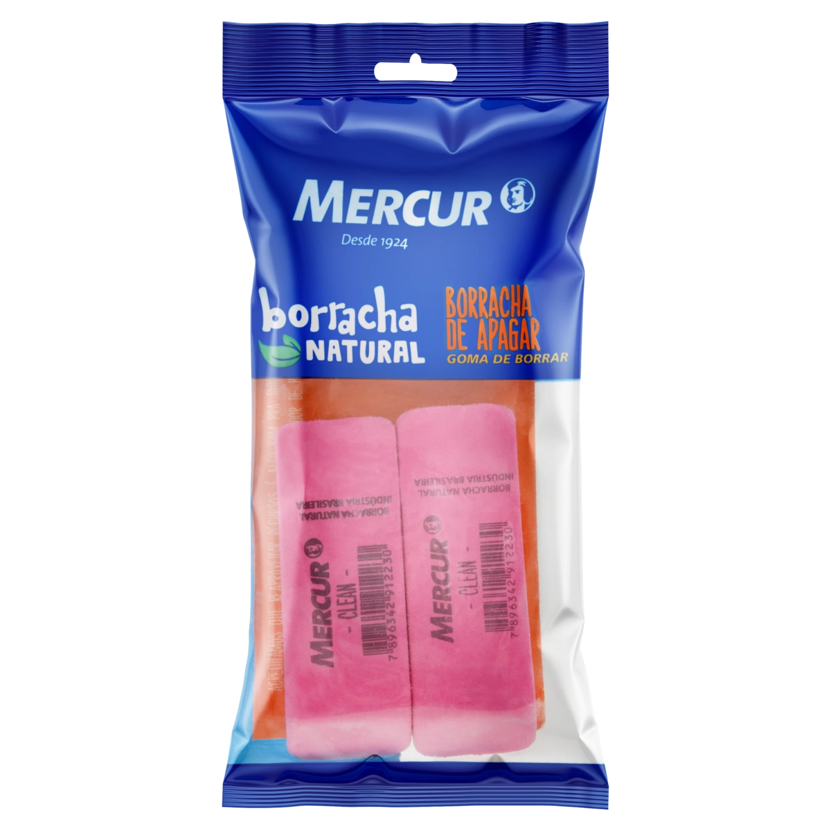 Borracha Natural Rosa Clean Mercur 2 Unidades