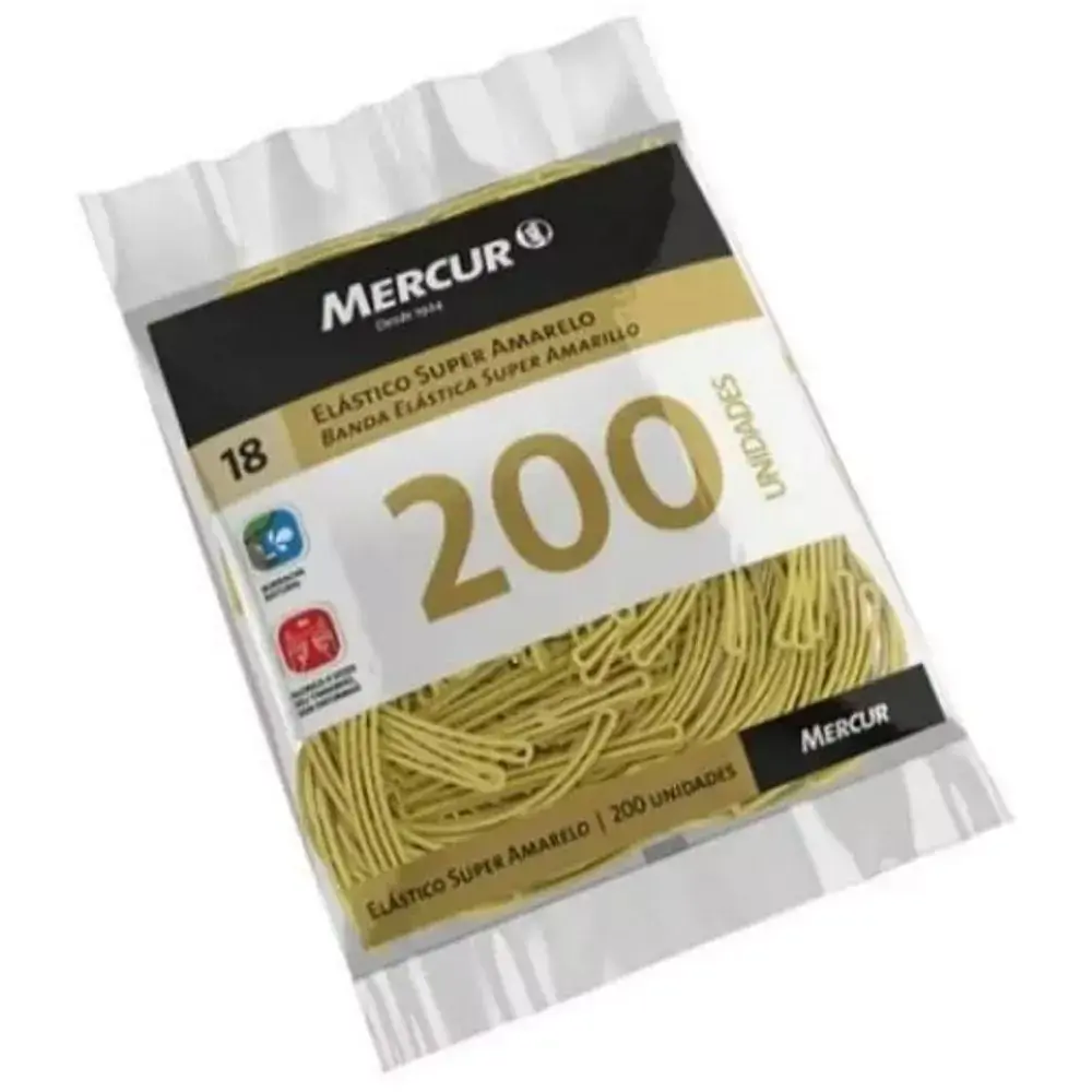Pacote Gominha Elástico Mercur 200 Unidades Super Amarelo