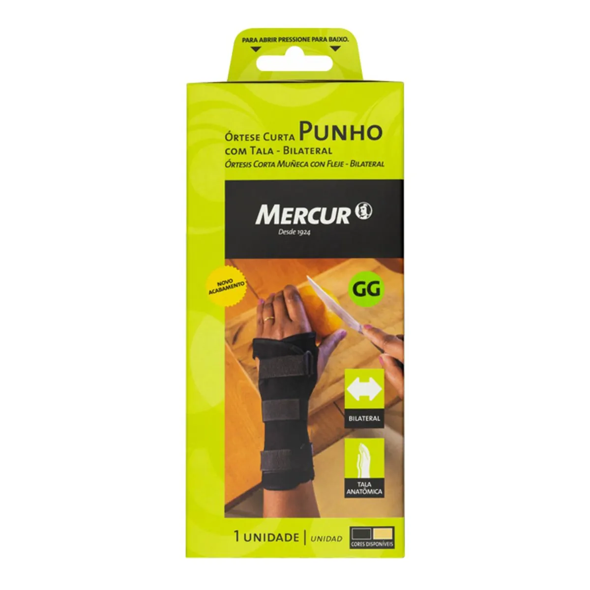 órtese Curta Com Tala Bilateral Punho Mercur Gg