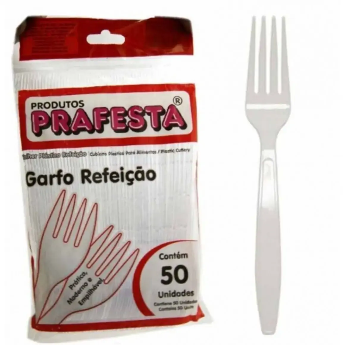 Garfo Descartável Prafesta 50unidade