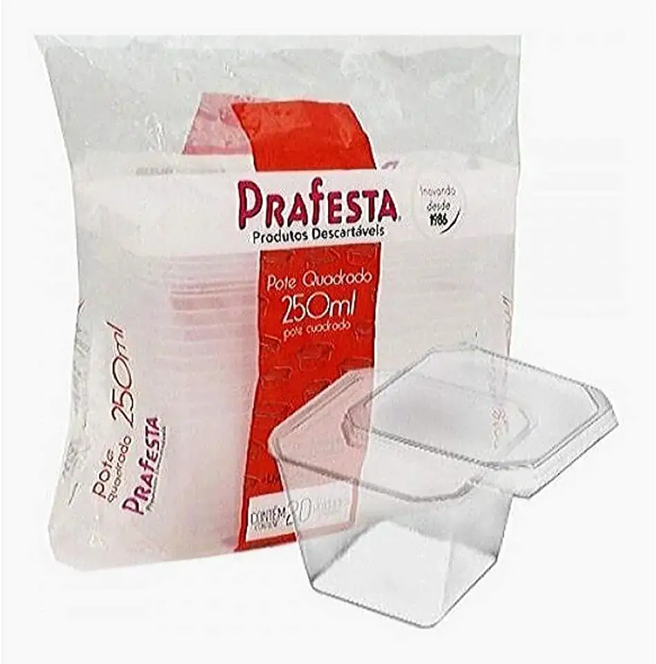 Pote Quadrado 250ml Com Tampa 12x20 Padrao
