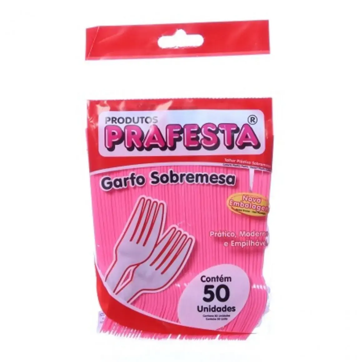 Garfo Prafesta Sobremesa 50unidade Rosa