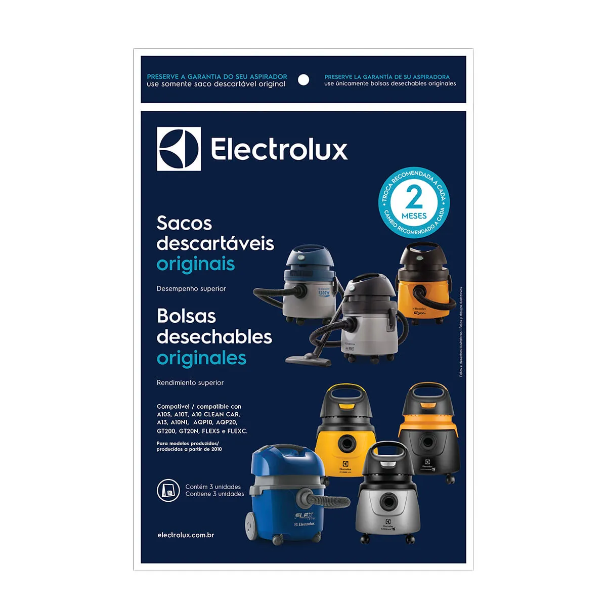 Saco para Aspirador de Pó Electrolux CSE10 6 Litros 3 Unidades