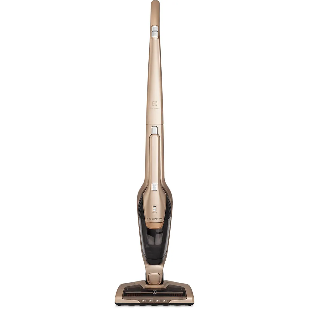 Aspirador De Pó Vertical Sem Fio Electrolux Ergorapido 2 Em 1 Bocal Pet Até 45 Min Dourado (erg26) Bivolt