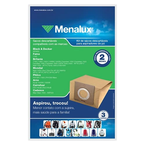 Kit 3 Sacos De Aspirador De Pó Menalux 1.7l Sim01