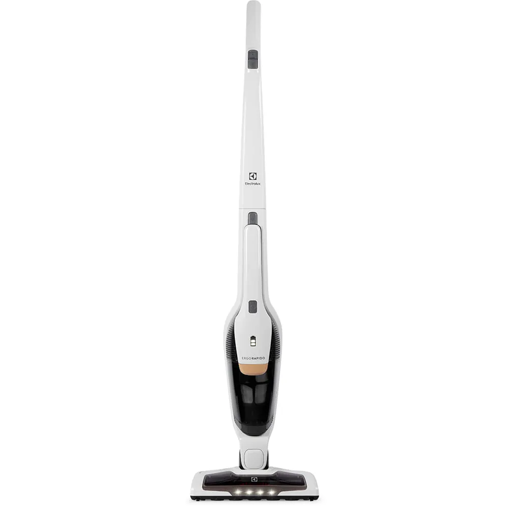 Aspirador De Pó Vertical Electrolux Ergorapido 2 Em 1 Branco Luz Led (erg25b) Até 38 Min Brushrollclean 420ml Bivolt