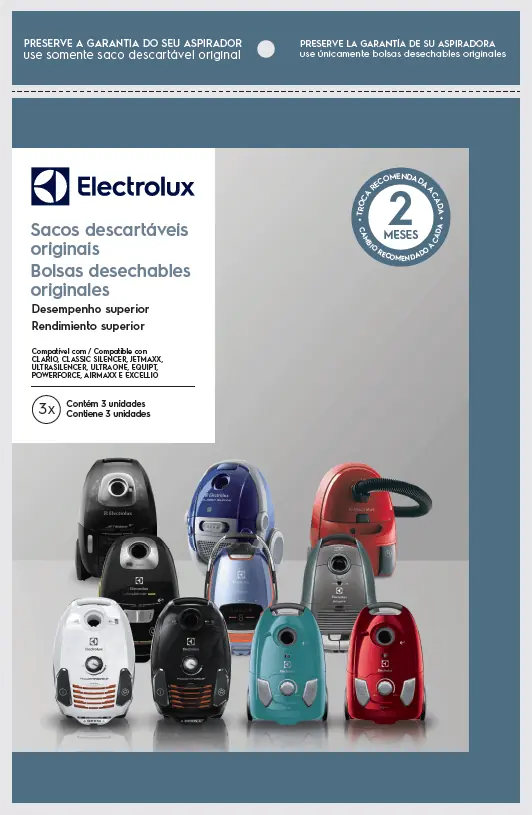 Kit 3 Sacos De Aspirador De Pó Electrolux