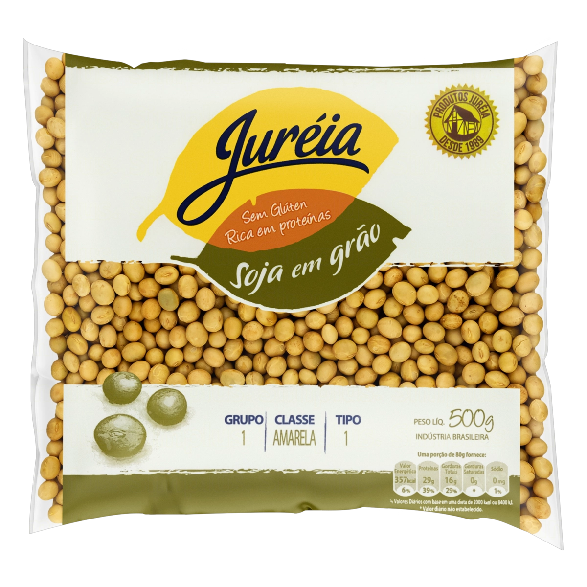 Soja Em Grãos Amarela Tipo 1 Juréia Pacote 500g