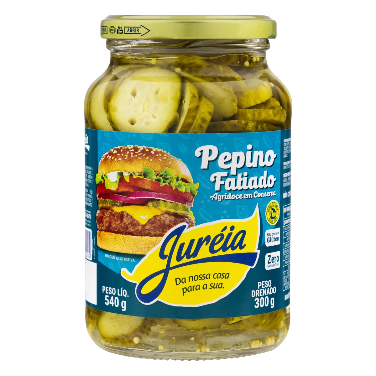 Pepino Em Conserva Fatiado Agridoce Juréia Vidro 300g