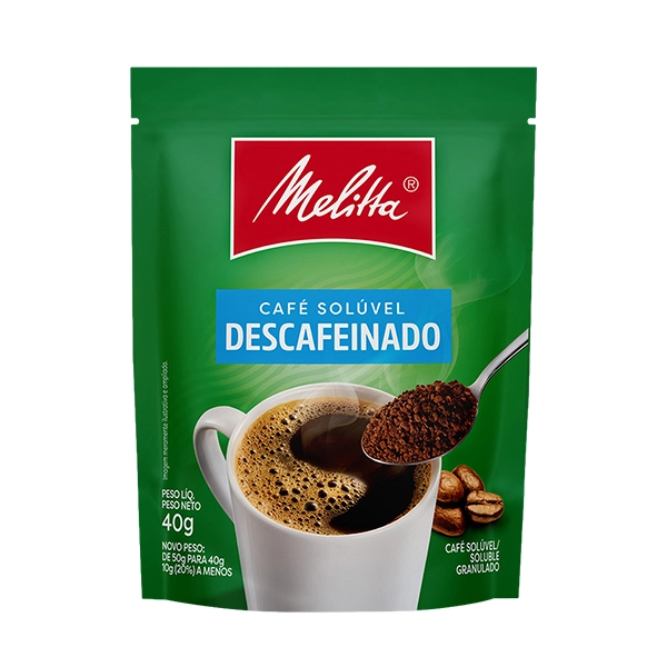 Café Solúvel Granulado Descafeinado Melitta Sachê 40g