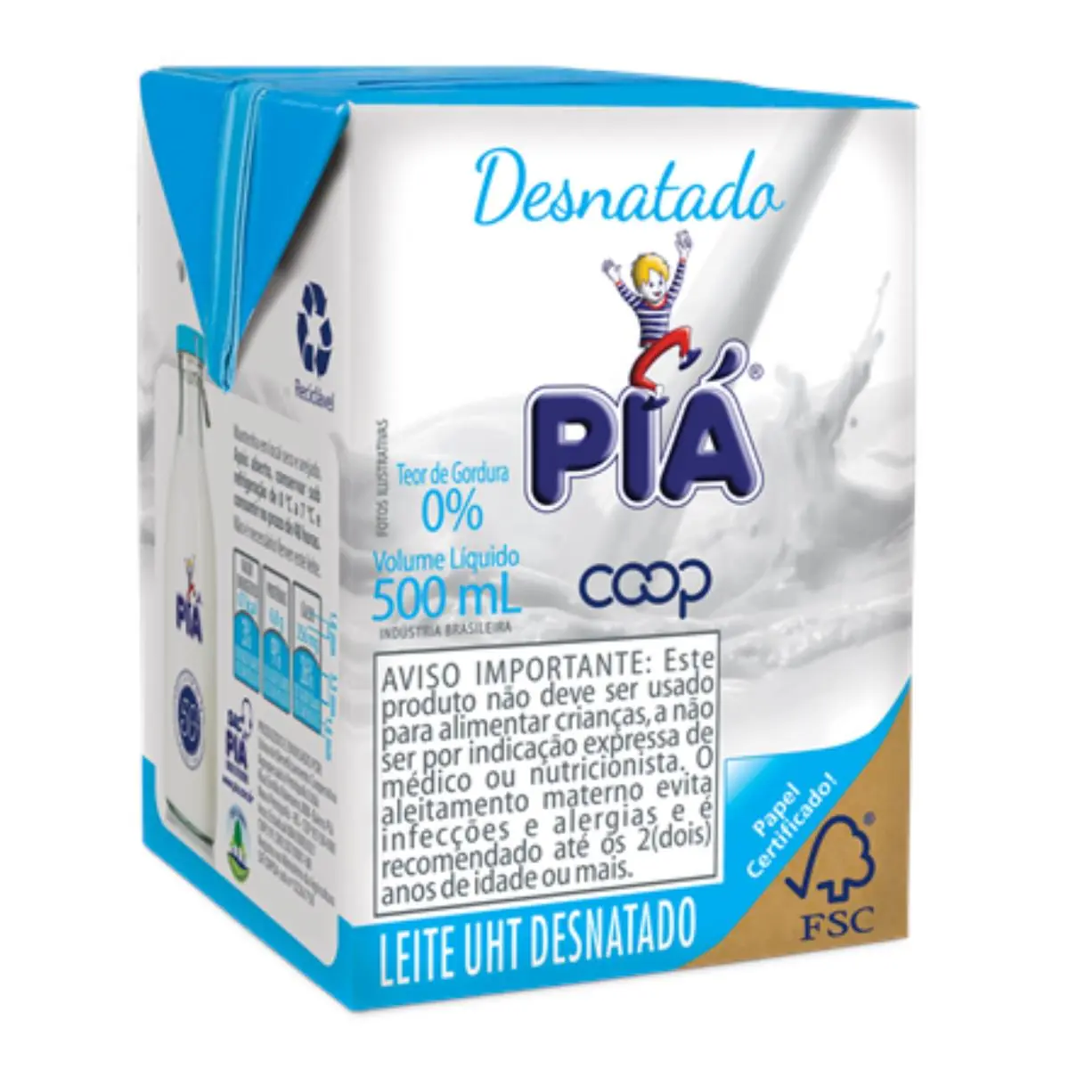 Leite Longa Vida Pia Desnatado Caixa 500 ml