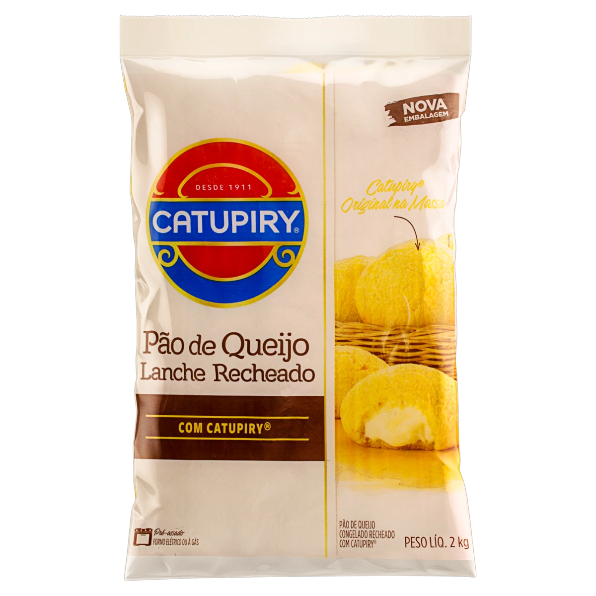 Pão De Queijo Congelado Lanche Recheio Catupiry Pacote 2kg