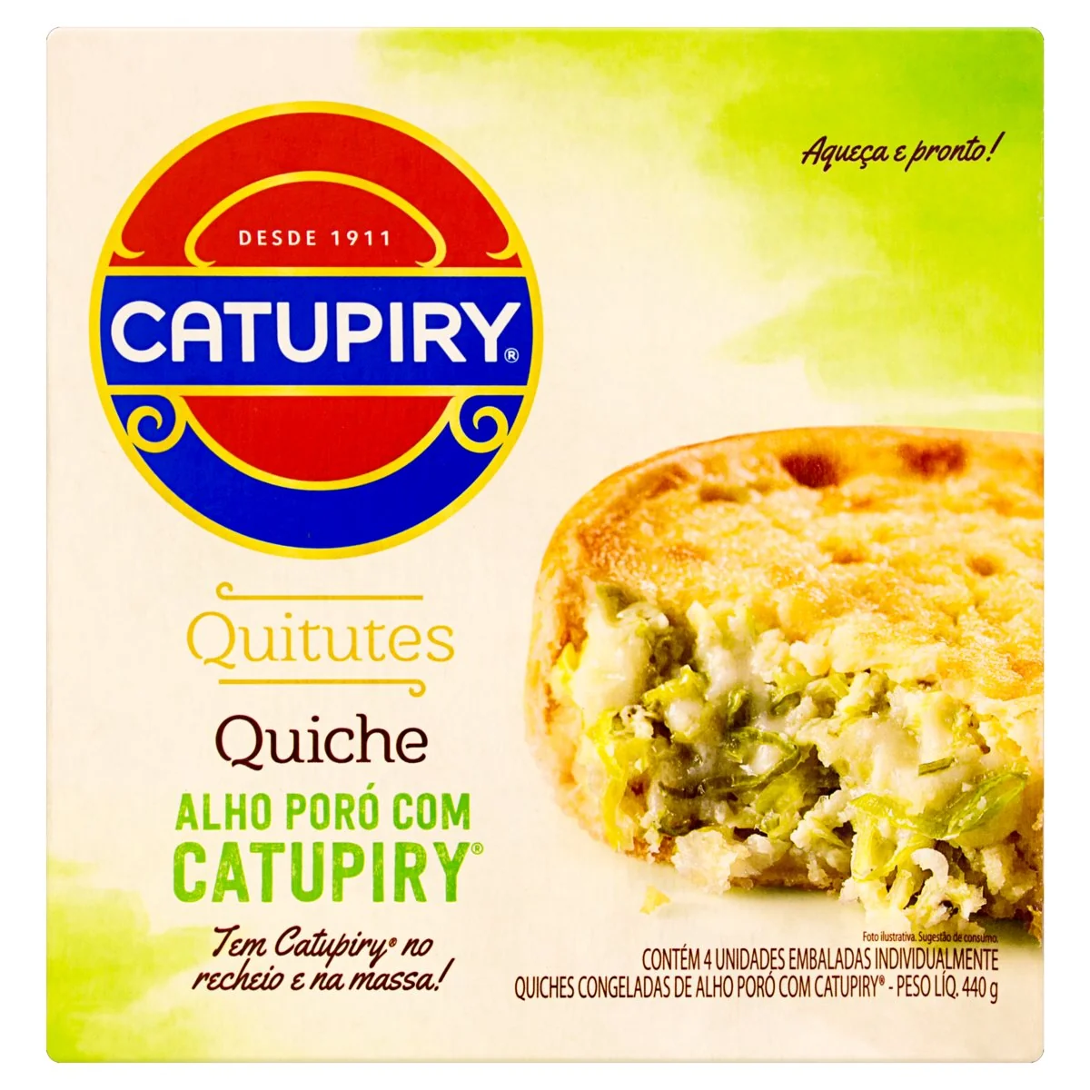 Torta Quiche Sabor Alho Poró Catupiry 440g 4 Unidades