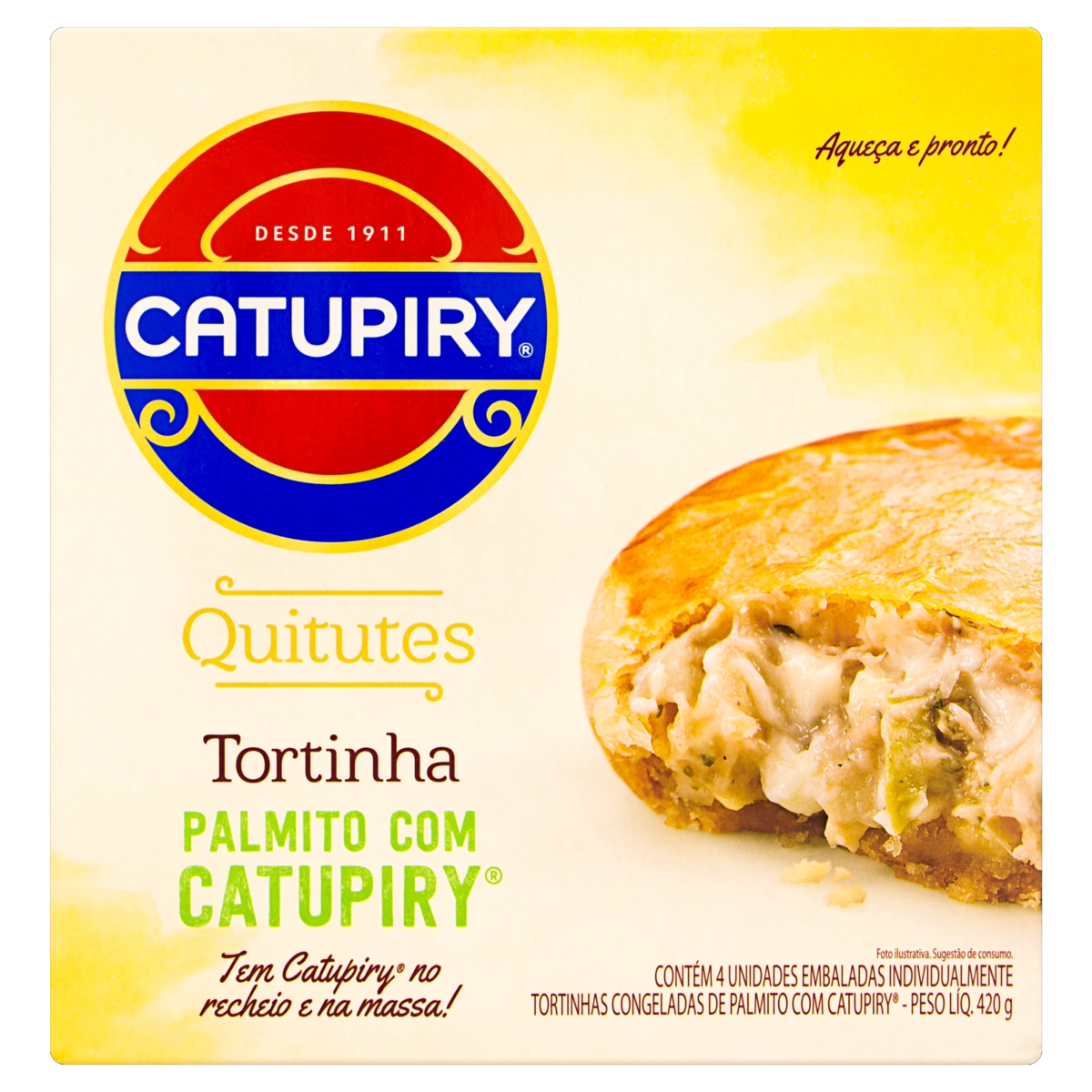 Tortinha Congelada Palmito com CATUPIRY Quitutes Caixa 420g 4 Unidades