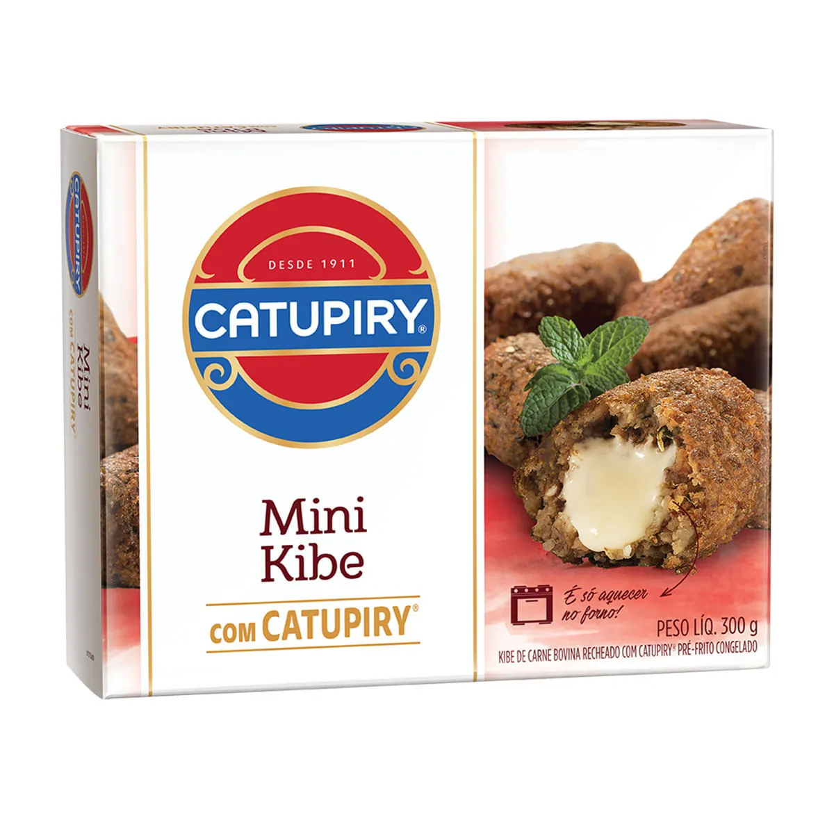 Mini Quibe Congelado Pré-Frito Carne Catupiry Mini Salgados Caixa 300g