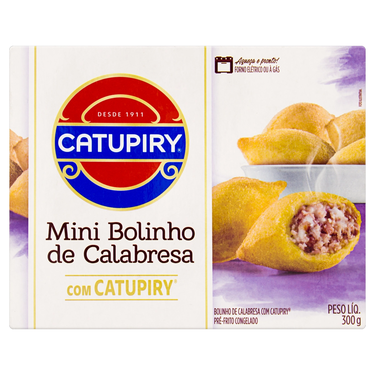 Mini Bolinho Congelado Pré Frito Calabresa Com Catupiry Mini Salgados Caixa 300g