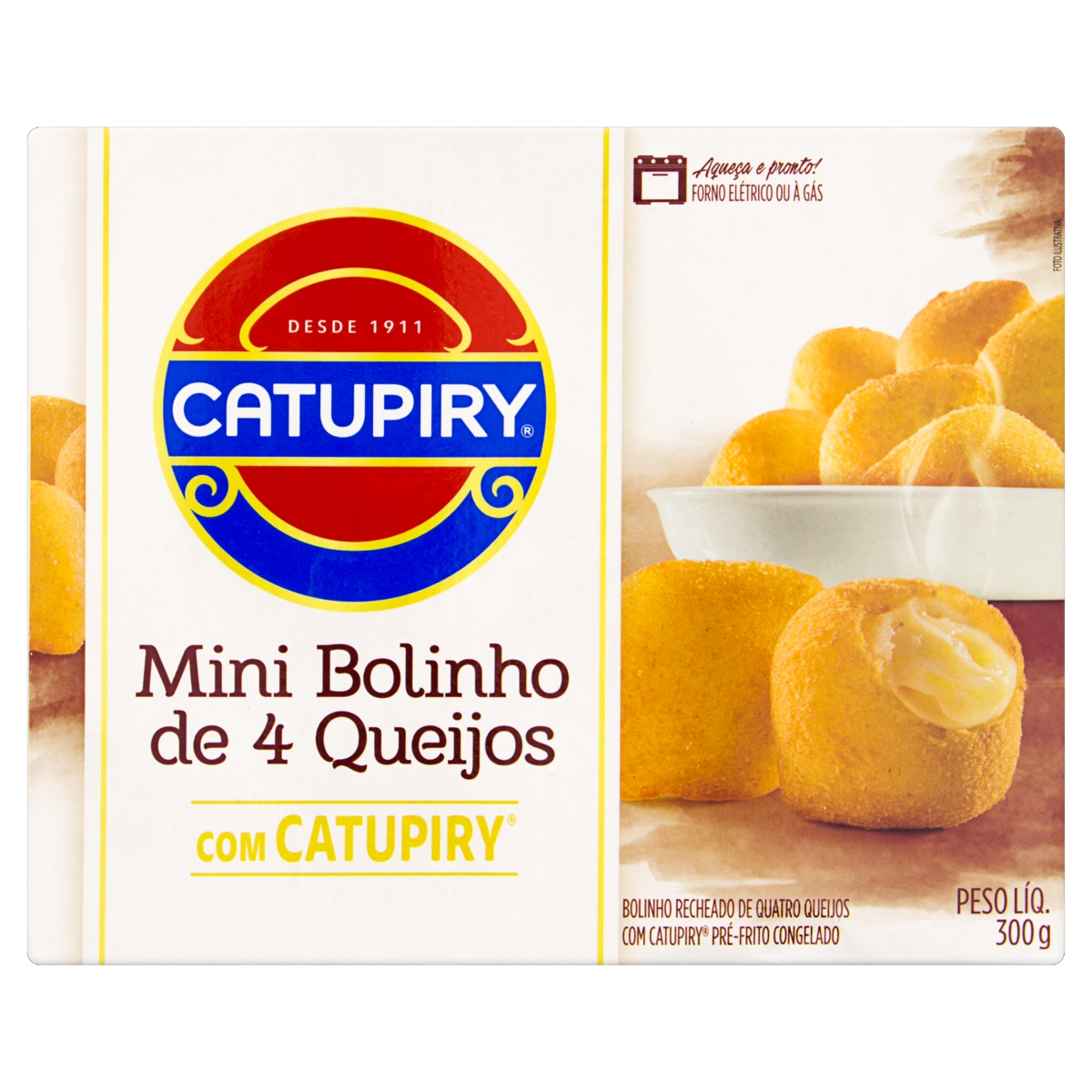 Mini Bolinho Congelado Pré Frito 4 Queijos Com Catupiry Mini Salgados Caixa 300g