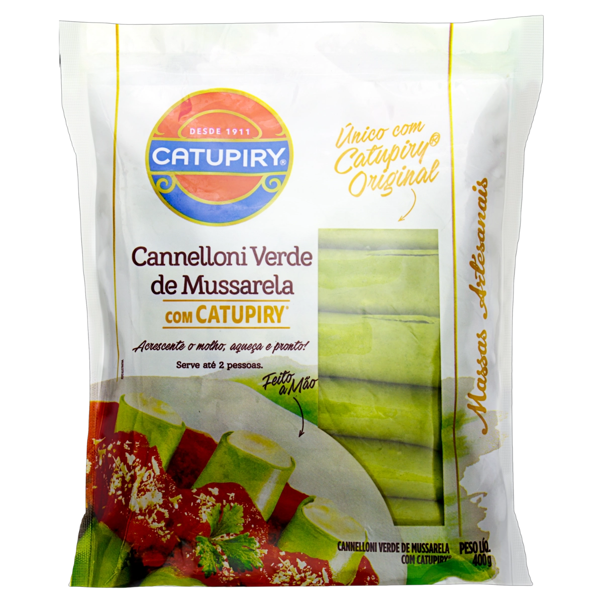 Canelone Verde Mussarela Catupiry Massas Artesanais Pacote 400g