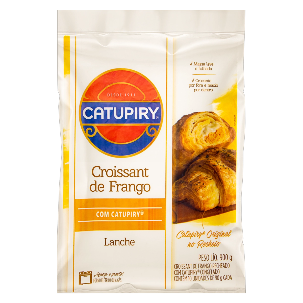 Croissant Congelado Lanche Recheio Frango Com Catupiry Pacote 900g 10 Unidades