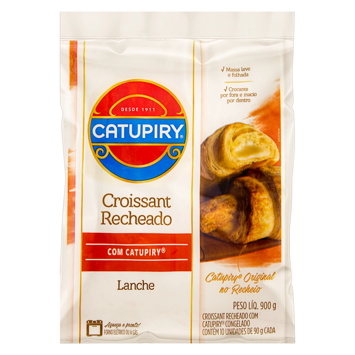 Croissant Congelado Lanche Com Catupiry Pacote 900g 10 Unidades