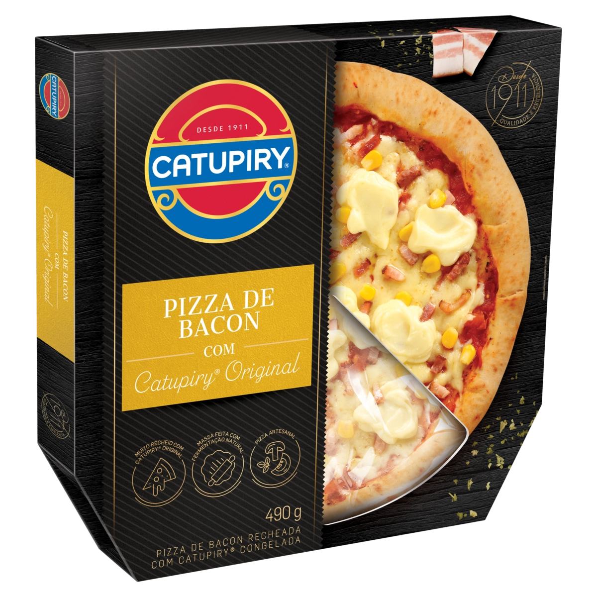 Pizza Artesanal Bacon Com Catupiry Original Caixa 490g