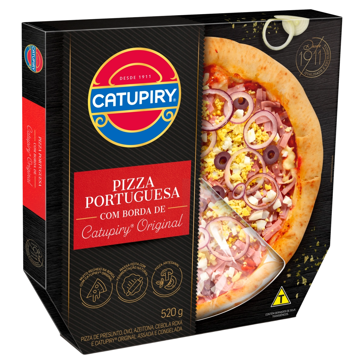 Pizza Artesanal Portuguesa Com Borda Recheada Catupiry Caixa 520g