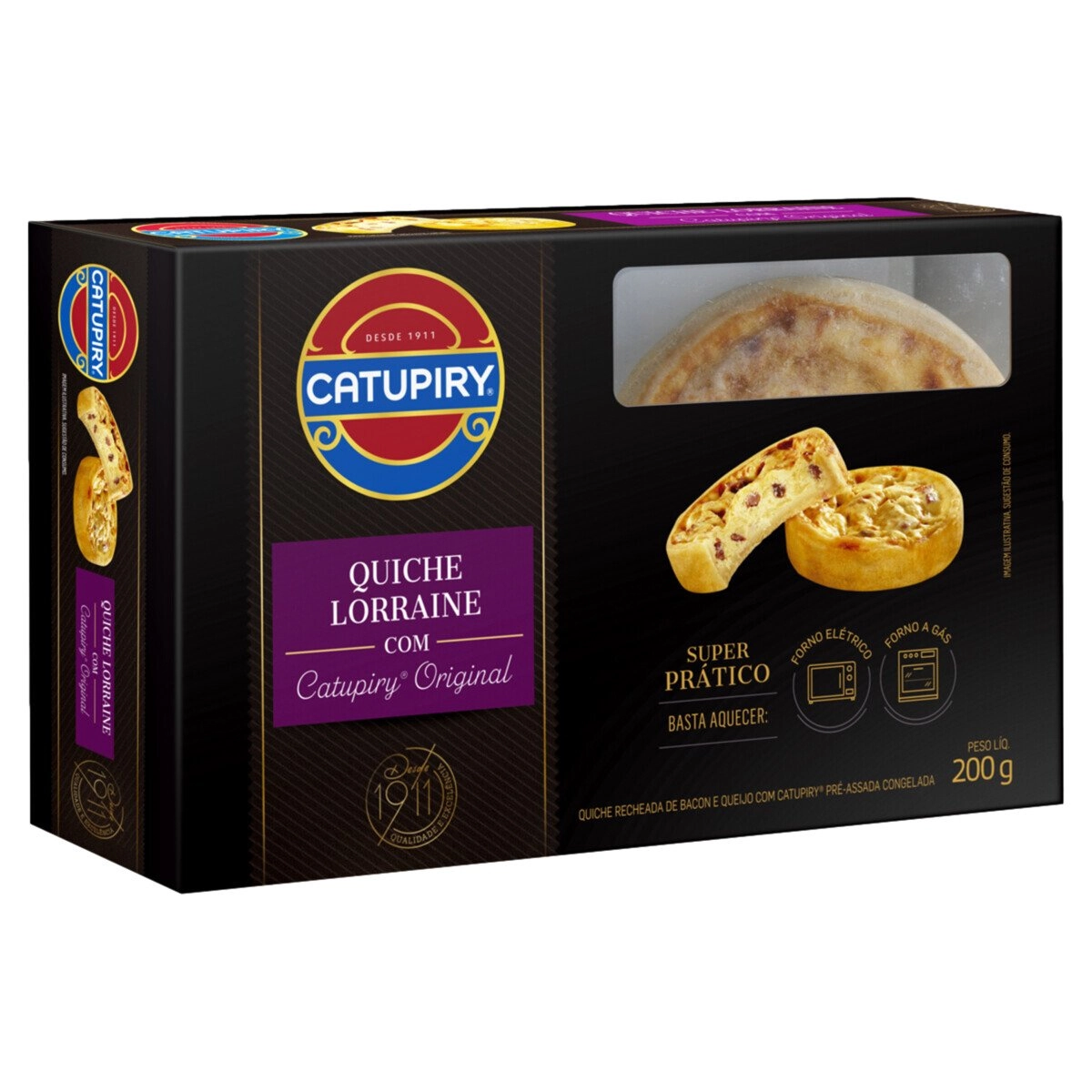 Quiche Congelada Pré Assada Recheio Lorraine Com Catupiry Original Caixa 200g