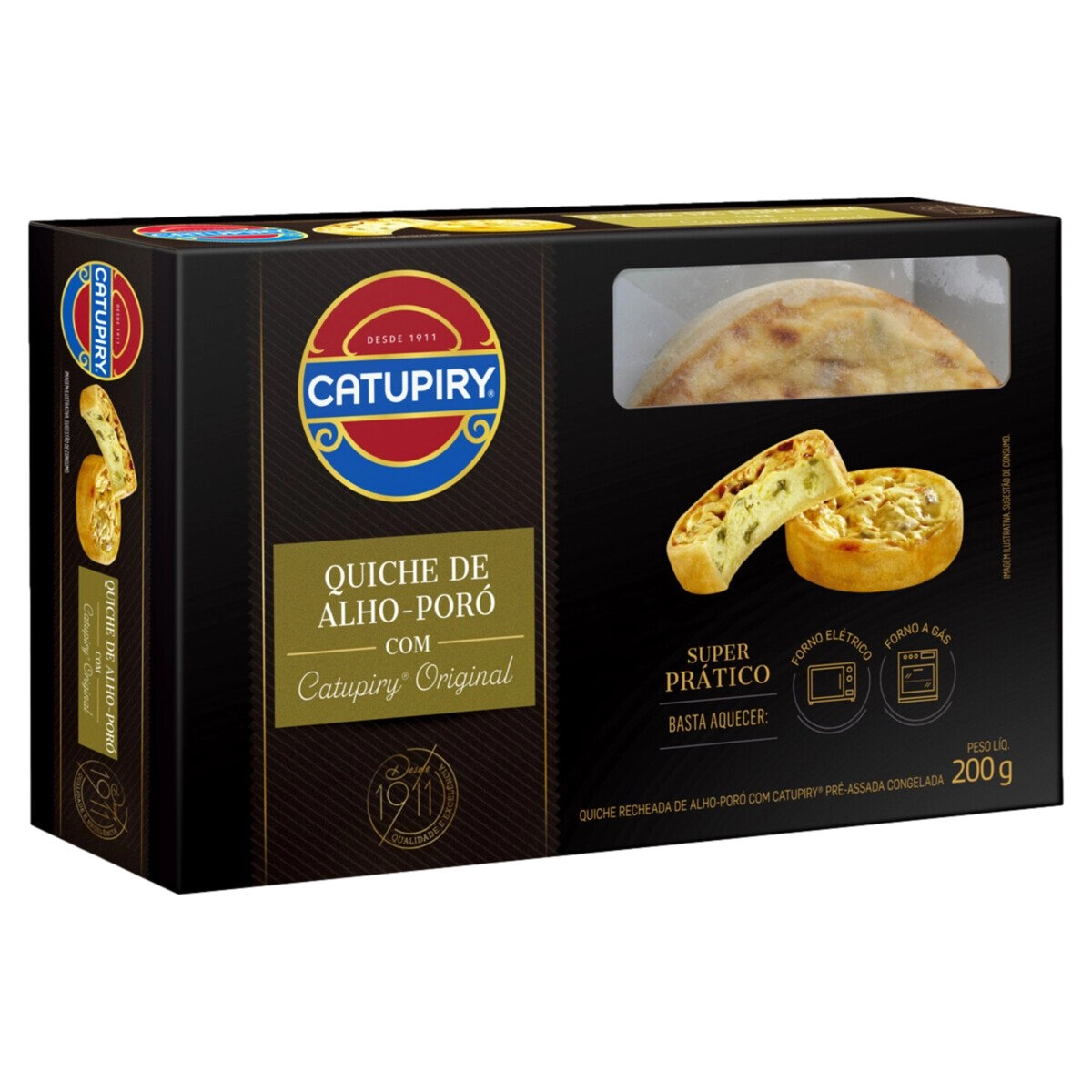 Quiche Congelada Pré Assada Recheio Alho Poró Com Catupiry Original Caixa 200g