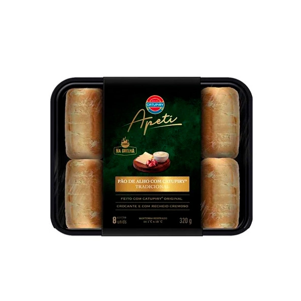 Pão De Alho Tradicional Recheio Requeijão Cremoso, Mussarela E Alho Catupiry Apeti Bandeja 320g