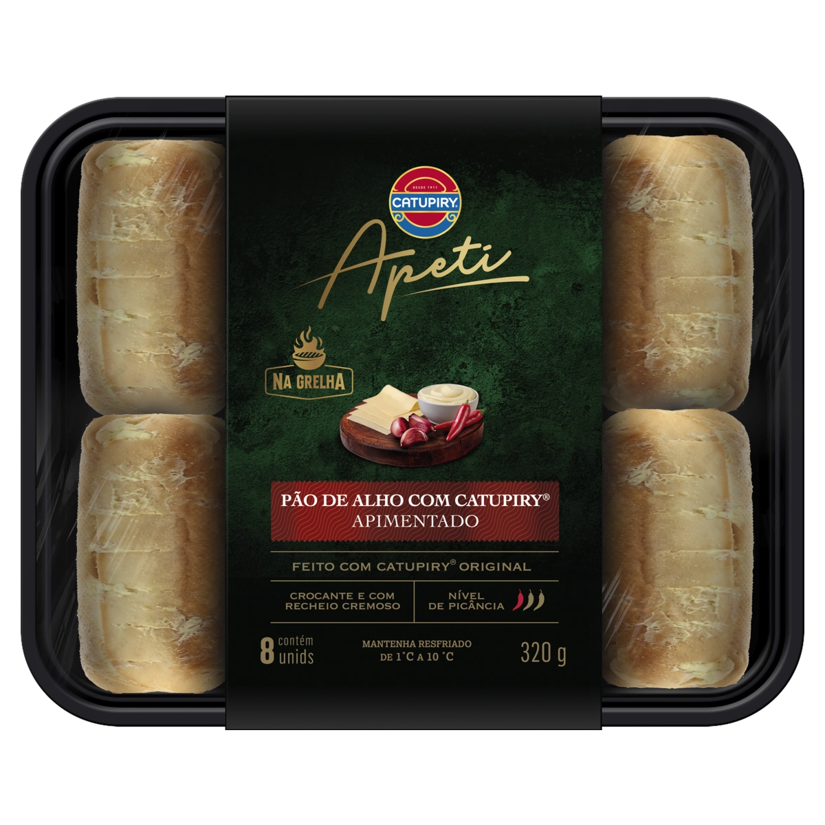 Pão De Alho Apimentado Catupiry Apeti Bandeja 320g