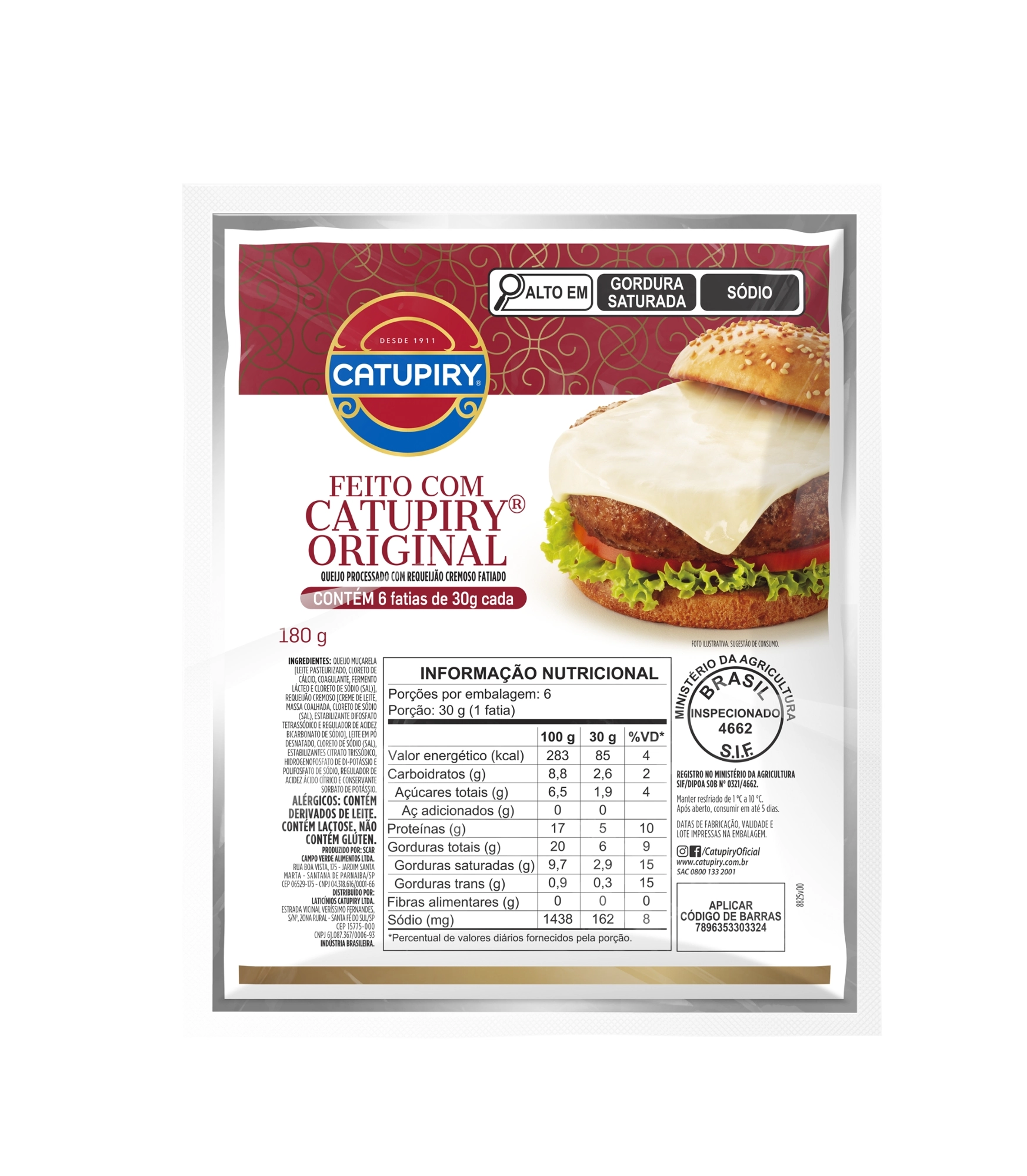 Queijo Processado Fatiado Catupiry 180g